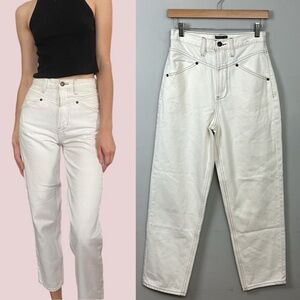Abercrombie & Fitch 90s Jeans High Waisted Taper Off White Sz 26